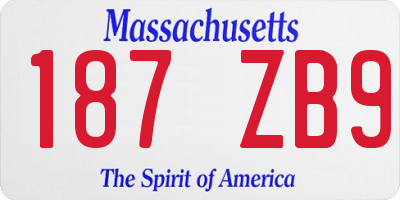 MA license plate 187ZB9