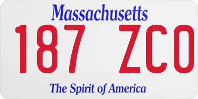 MA license plate 187ZC0