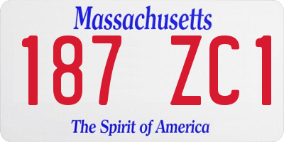 MA license plate 187ZC1