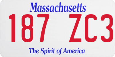 MA license plate 187ZC3