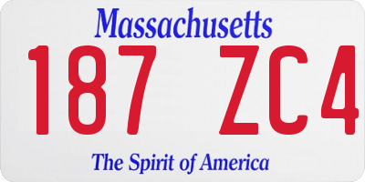 MA license plate 187ZC4