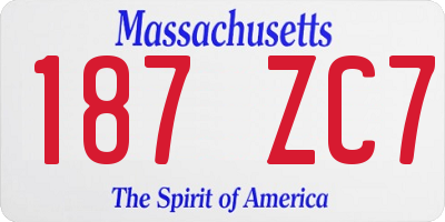 MA license plate 187ZC7