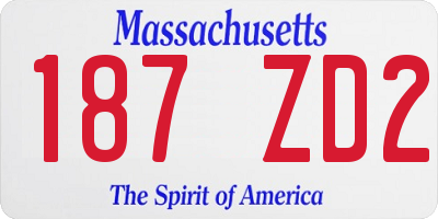 MA license plate 187ZD2