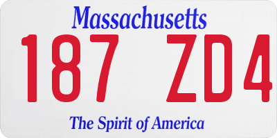 MA license plate 187ZD4