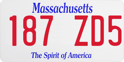 MA license plate 187ZD5