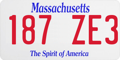 MA license plate 187ZE3