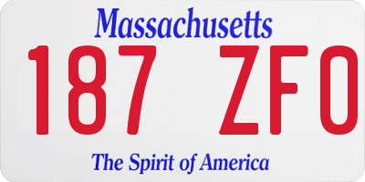 MA license plate 187ZF0