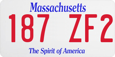 MA license plate 187ZF2