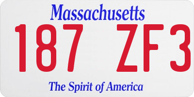 MA license plate 187ZF3