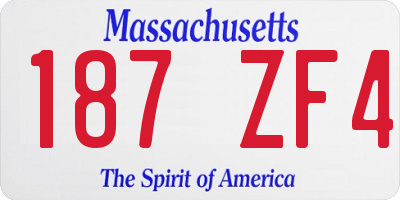MA license plate 187ZF4