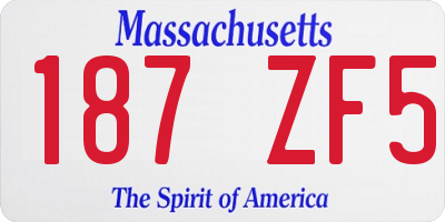 MA license plate 187ZF5