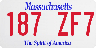 MA license plate 187ZF7