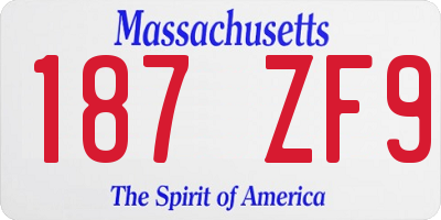 MA license plate 187ZF9