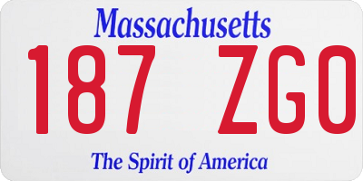 MA license plate 187ZG0
