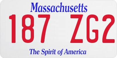 MA license plate 187ZG2