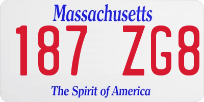 MA license plate 187ZG8
