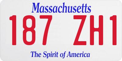 MA license plate 187ZH1