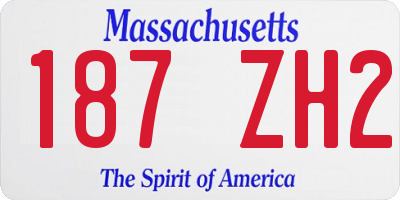 MA license plate 187ZH2