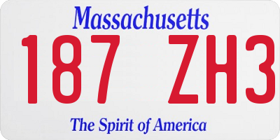 MA license plate 187ZH3