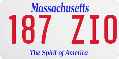 MA license plate 187ZI0