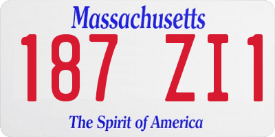 MA license plate 187ZI1