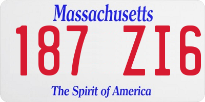MA license plate 187ZI6