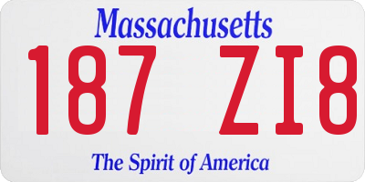 MA license plate 187ZI8