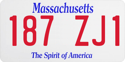 MA license plate 187ZJ1