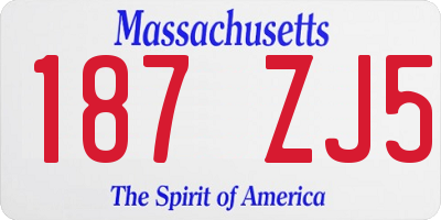 MA license plate 187ZJ5
