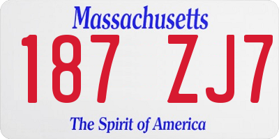 MA license plate 187ZJ7