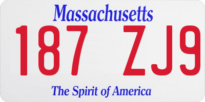MA license plate 187ZJ9