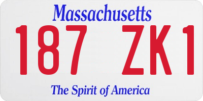 MA license plate 187ZK1