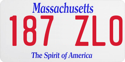MA license plate 187ZL0