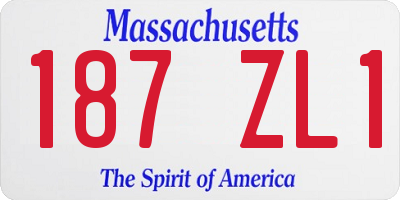 MA license plate 187ZL1
