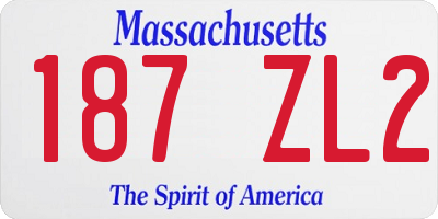 MA license plate 187ZL2