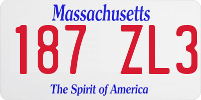 MA license plate 187ZL3