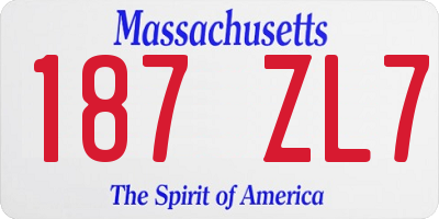 MA license plate 187ZL7