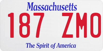 MA license plate 187ZM0