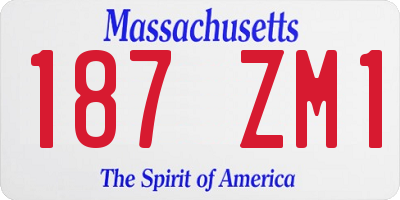 MA license plate 187ZM1