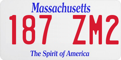 MA license plate 187ZM2