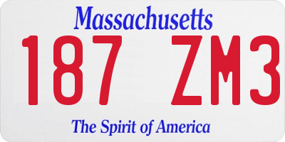 MA license plate 187ZM3