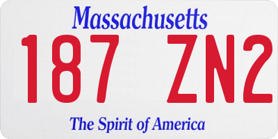 MA license plate 187ZN2