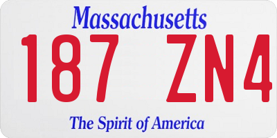 MA license plate 187ZN4
