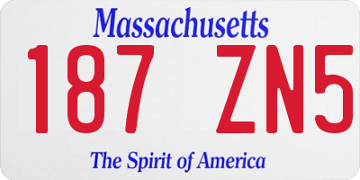 MA license plate 187ZN5