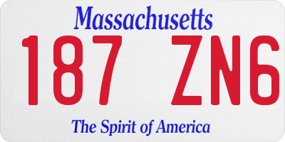 MA license plate 187ZN6