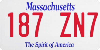 MA license plate 187ZN7