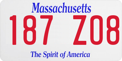 MA license plate 187ZO8