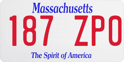 MA license plate 187ZP0