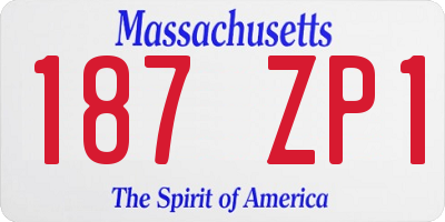 MA license plate 187ZP1