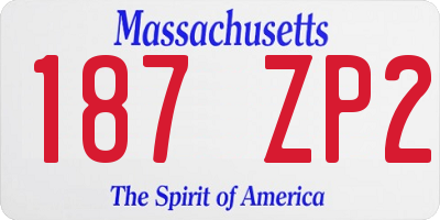 MA license plate 187ZP2